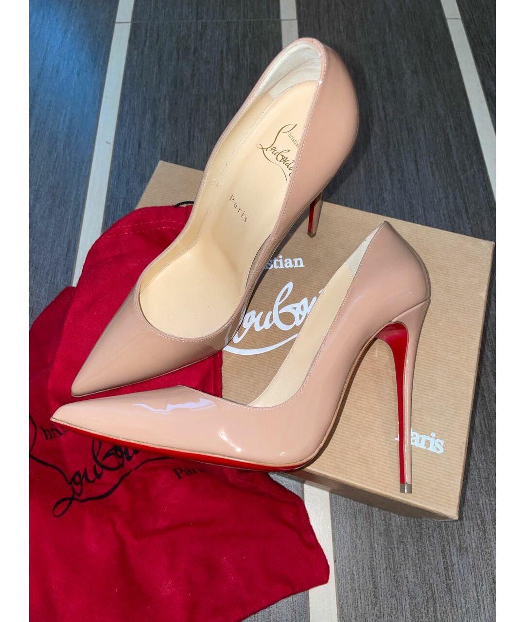 CHRISTIAN LOUBOUTIN Бежевые кожаные туфли, фото 6