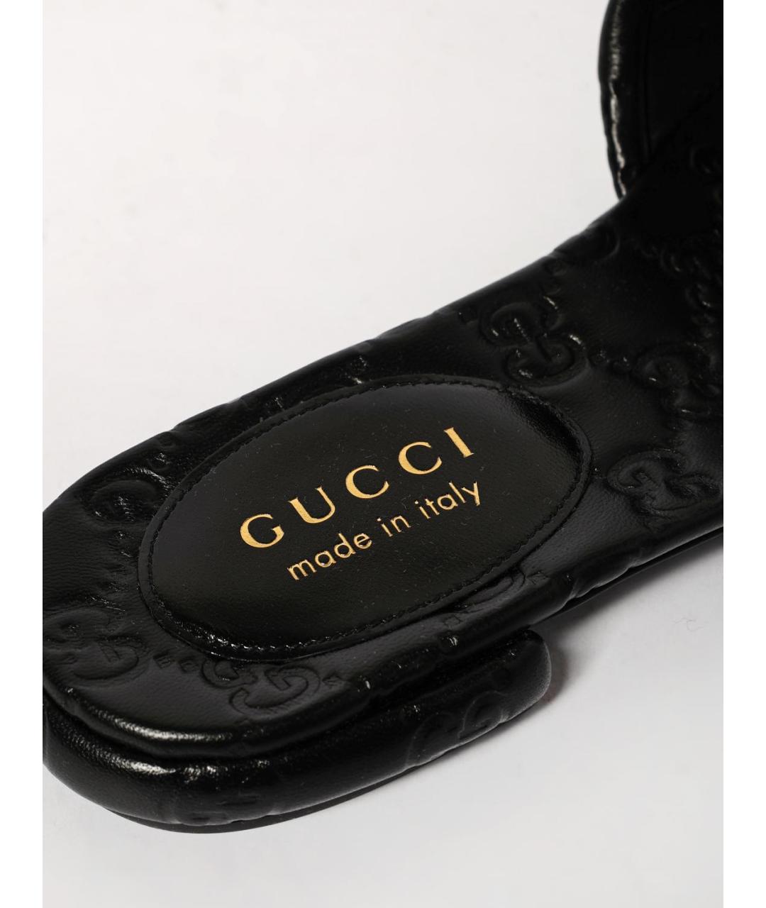 GUCCI Черные кожаные шлепанцы, фото 4