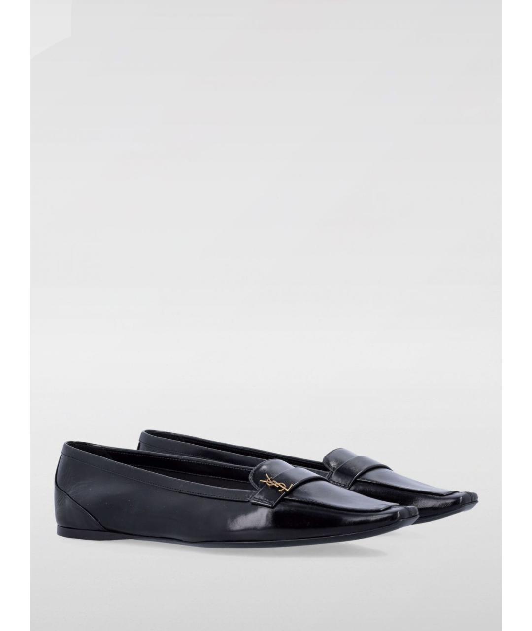 SAINT LAURENT Черные кожаные балетки, фото 2