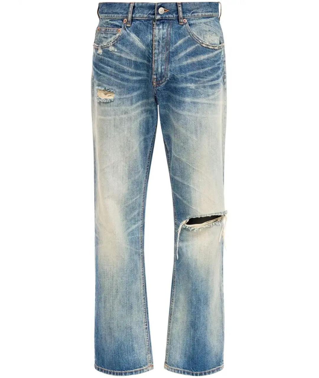 MM6 MAISON MARGIELA Синие хлопковые прямые джинсы, фото 1