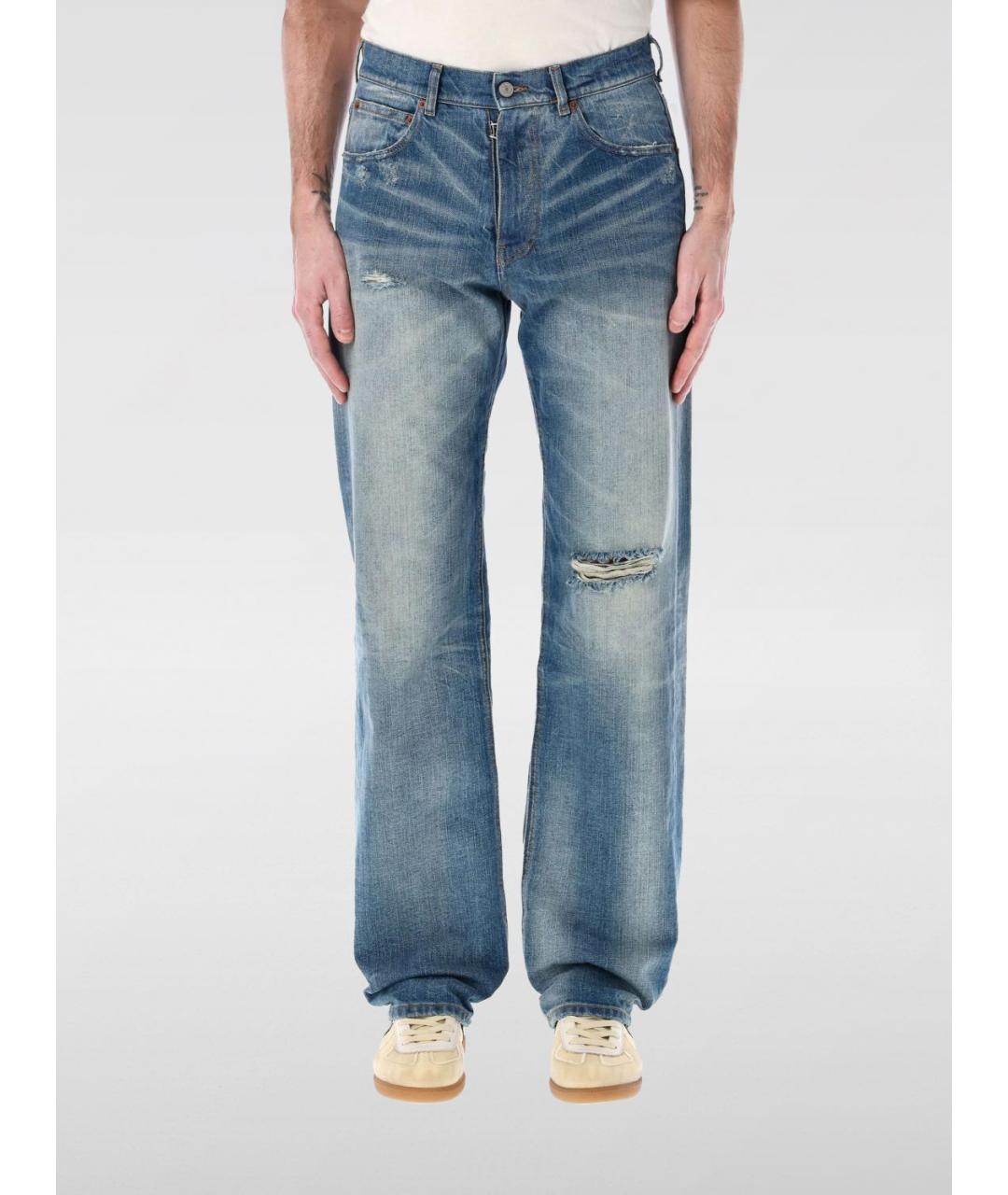 MM6 MAISON MARGIELA Синие хлопковые прямые джинсы, фото 2