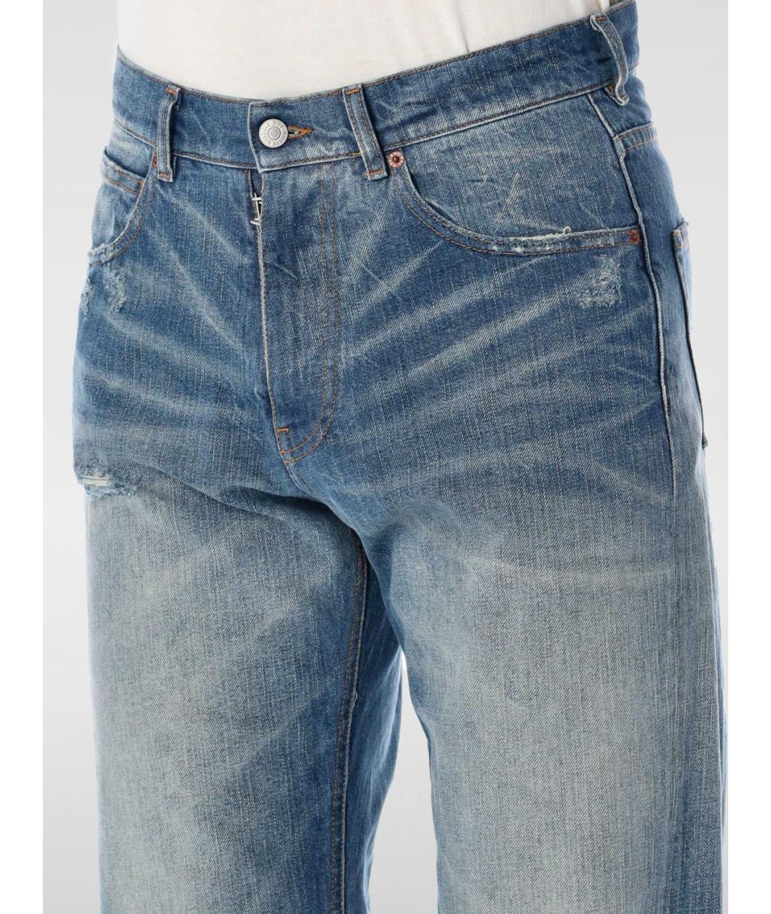 MM6 MAISON MARGIELA Синие хлопковые прямые джинсы, фото 4