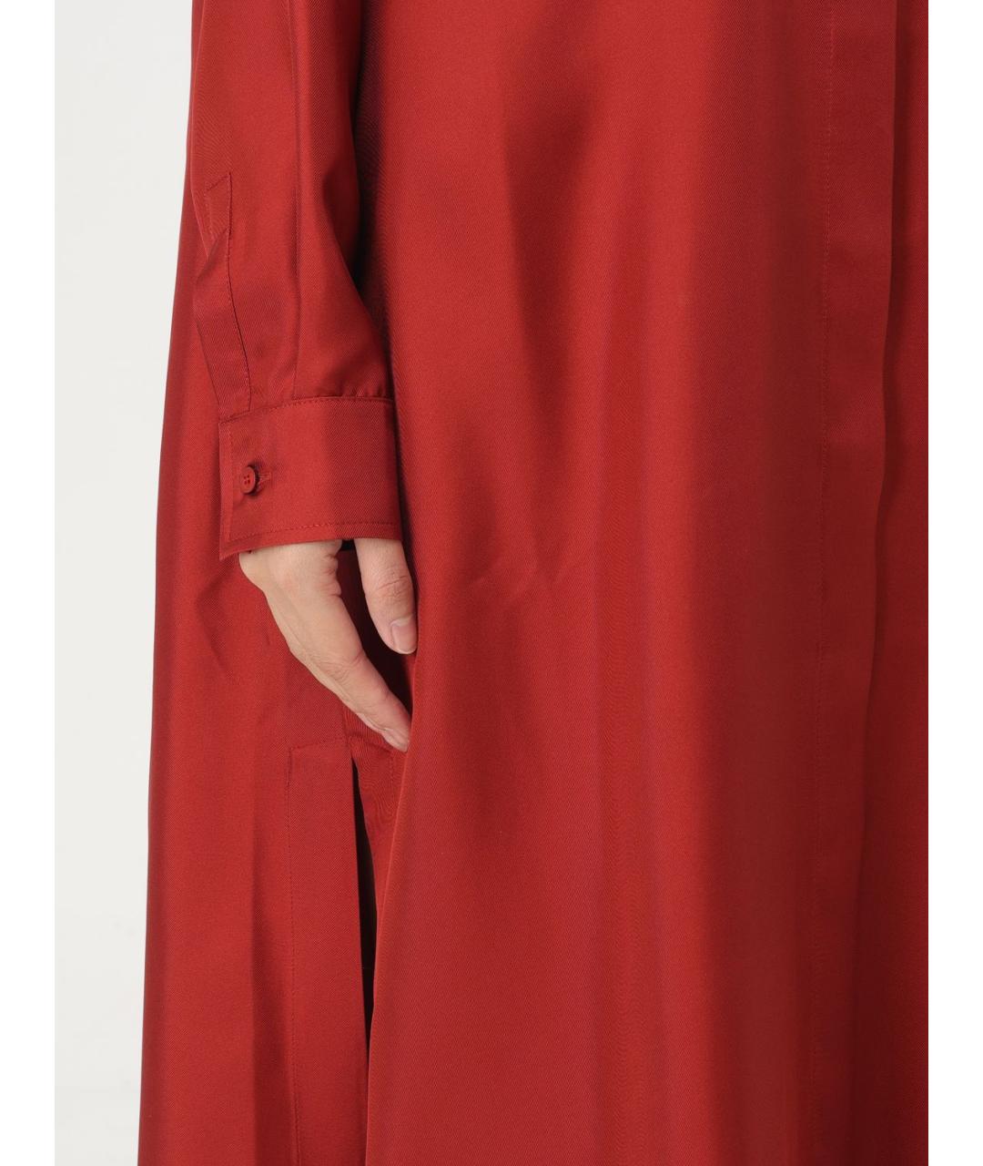 MAX MARA Красное шелковое повседневное платье, фото 5