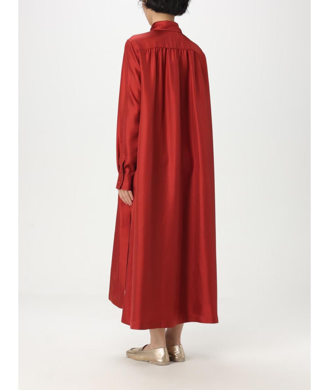 MAX MARA Красное шелковое повседневное платье, фото 3