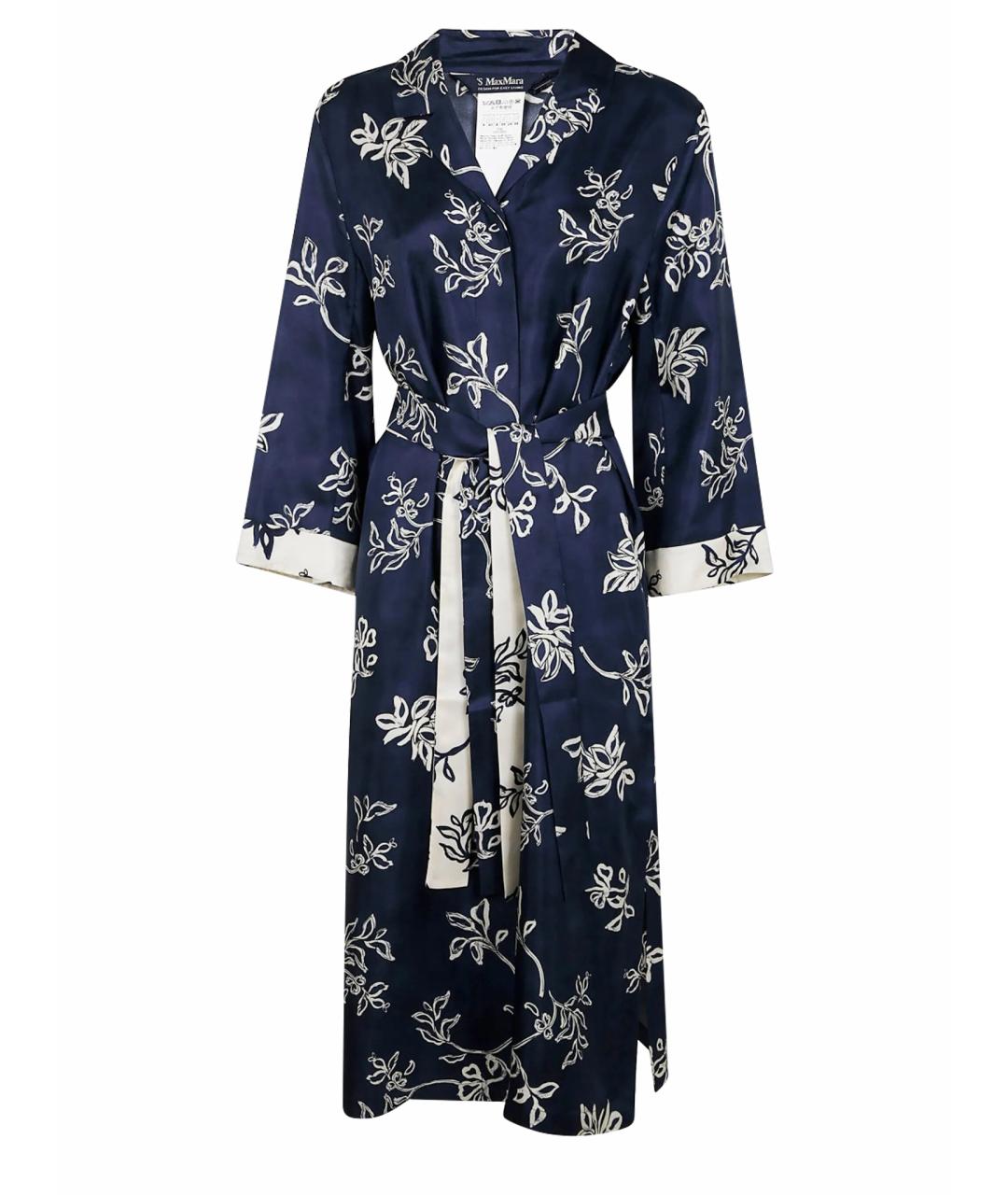 'S MAX MARA Синее шелковое повседневное платье, фото 1
