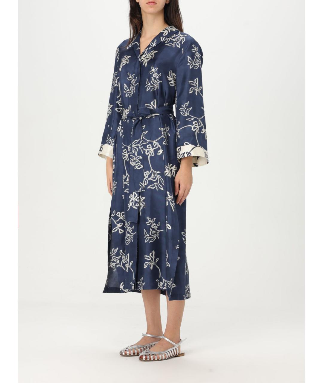 'S MAX MARA Синее шелковое повседневное платье, фото 4