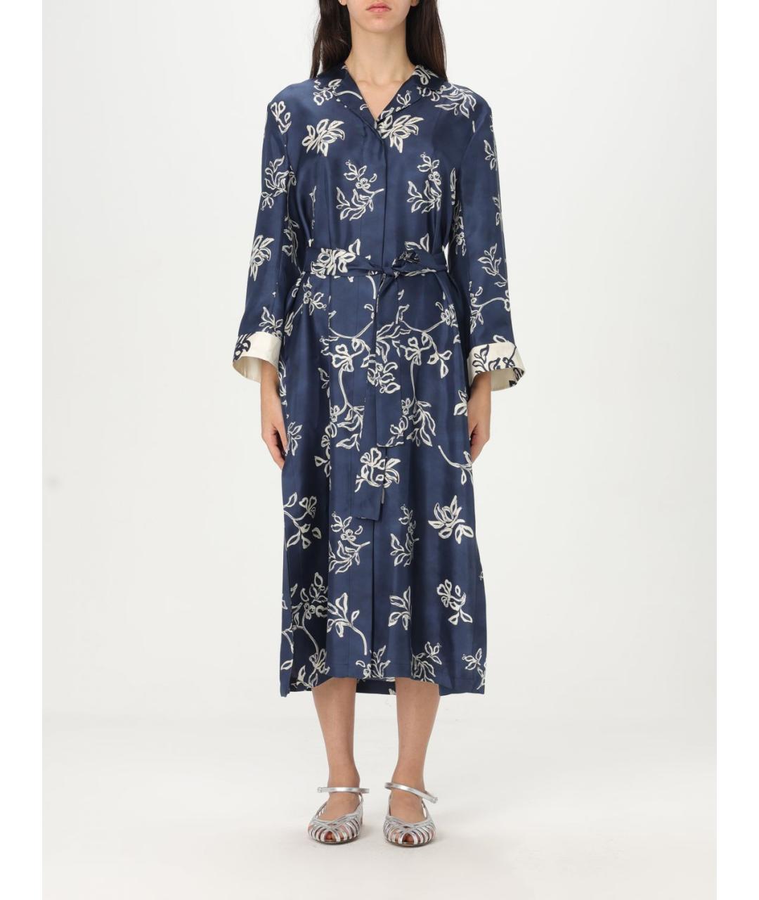 'S MAX MARA Синее шелковое повседневное платье, фото 2