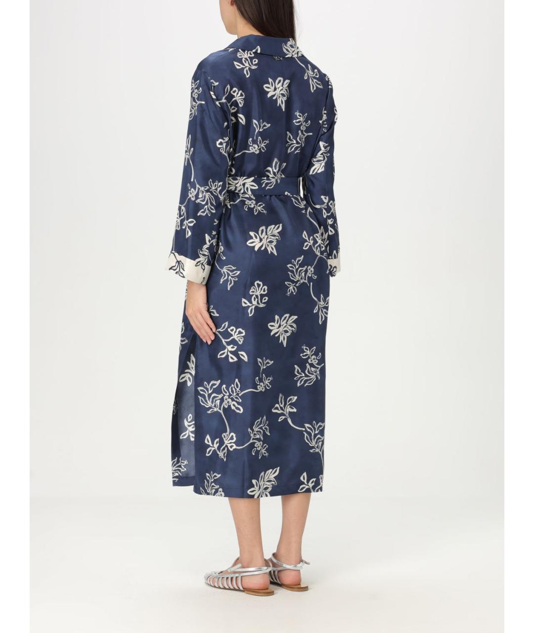 'S MAX MARA Синее шелковое повседневное платье, фото 3