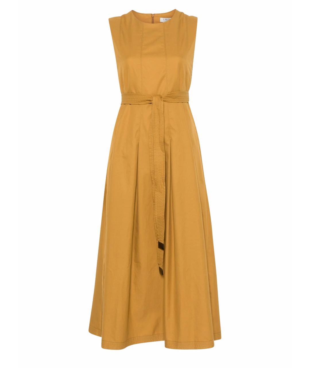 'S MAX MARA Горчичное хлопковое повседневное платье, фото 1