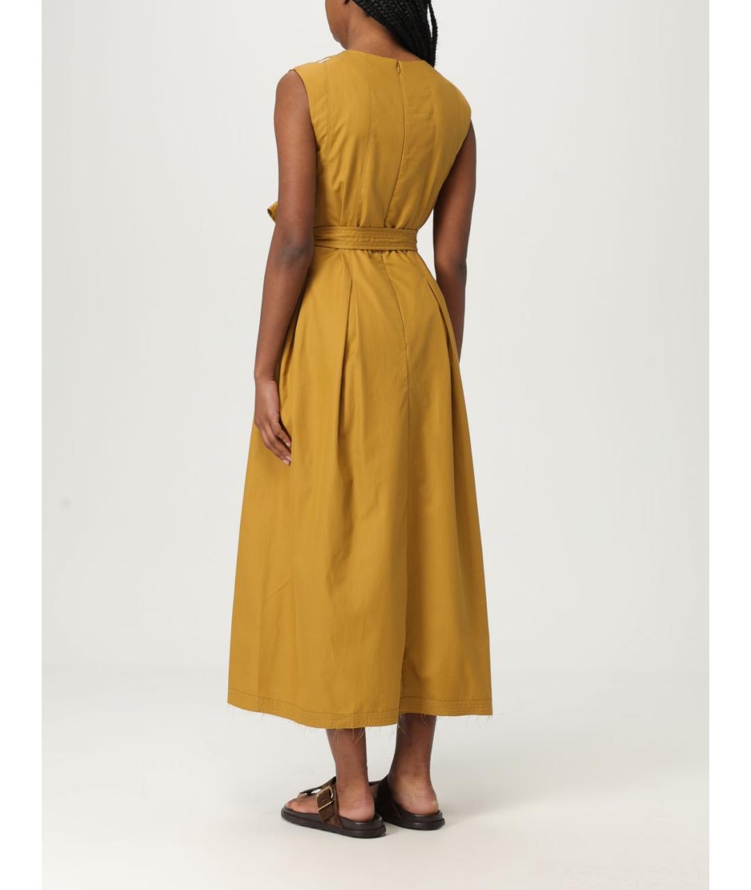 'S MAX MARA Горчичное хлопковое повседневное платье, фото 3