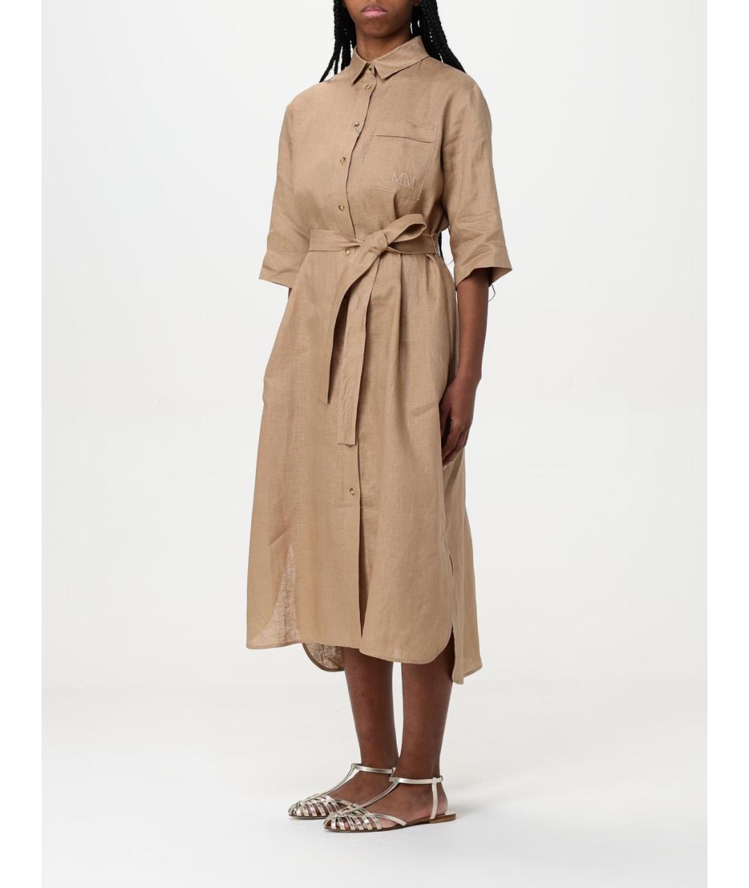 MAX MARA Бежевое повседневное платье, фото 3