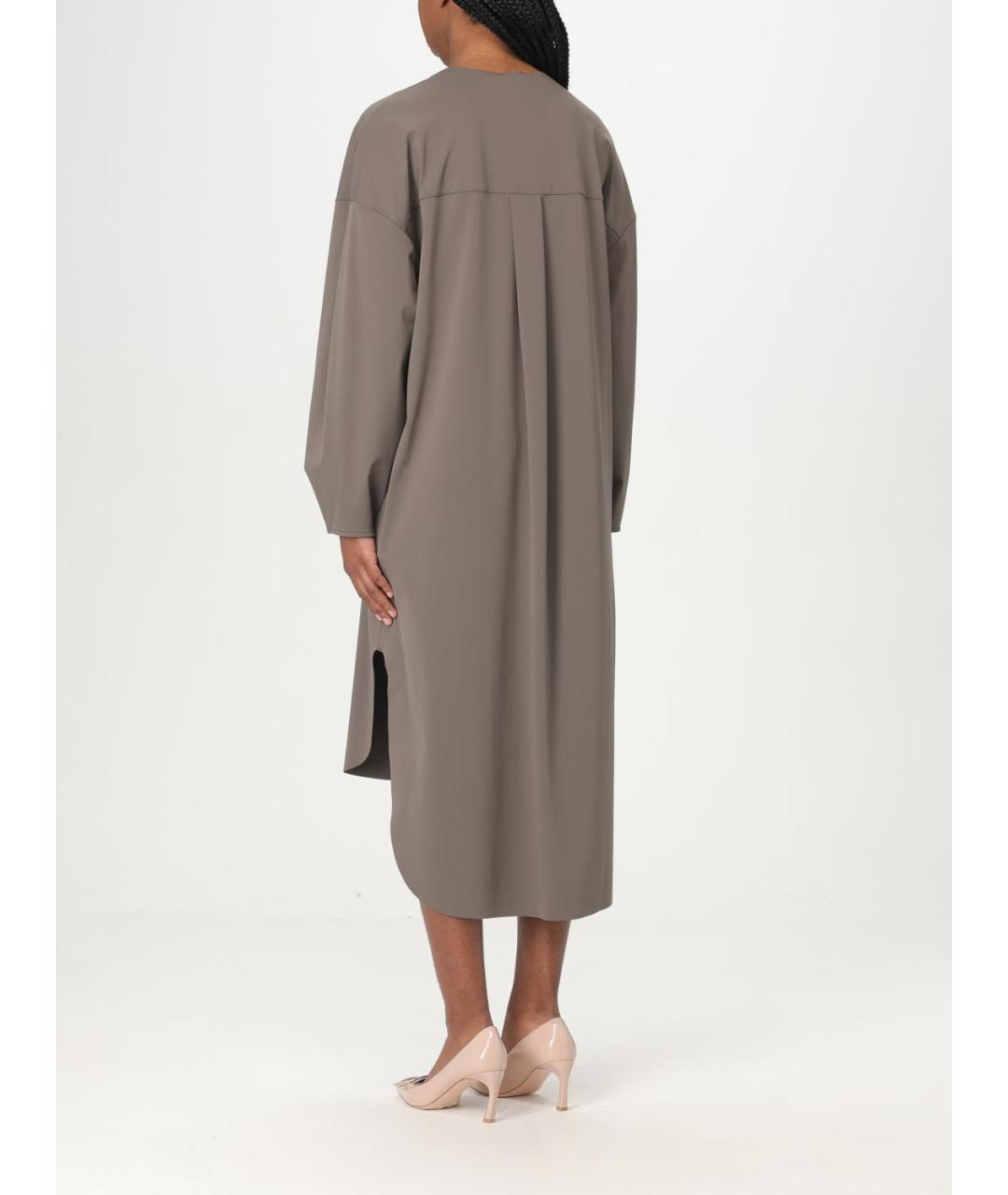 MAX MARA Серое синтетическое повседневное платье, фото 3