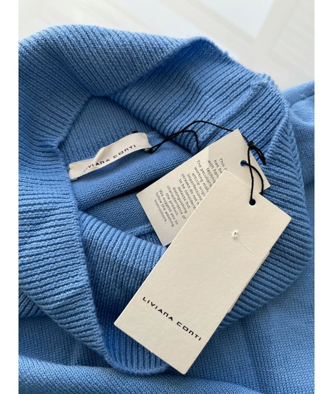 LIVIANA CONTI Голубой шерстяной джемпер / свитер, фото 5