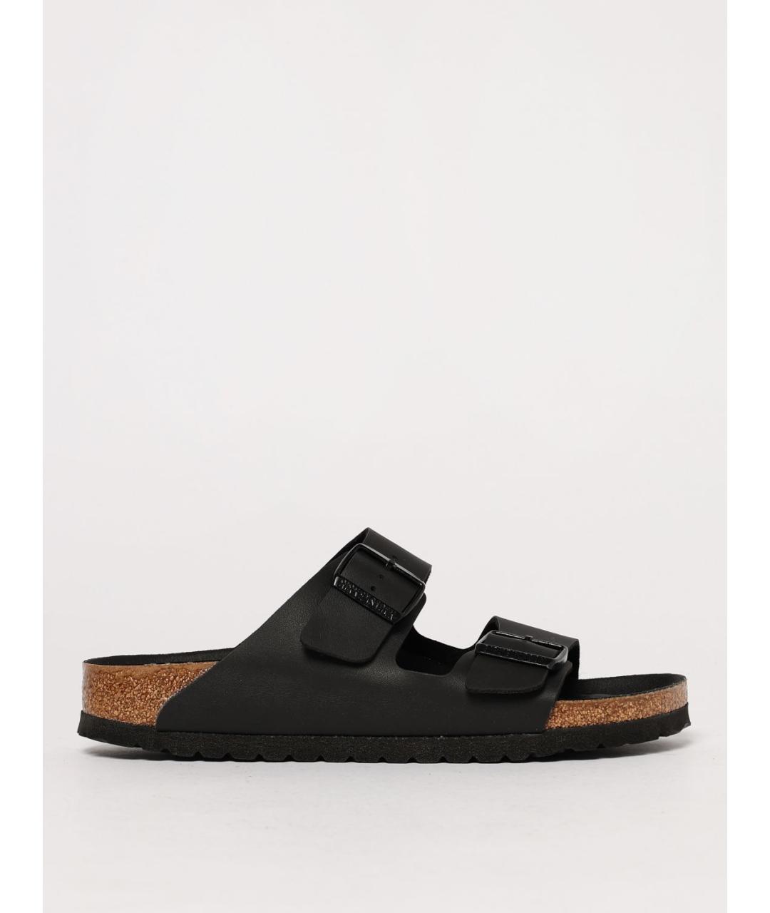 BIRKENSTOCK Черные кожаные шлепанцы, фото 5