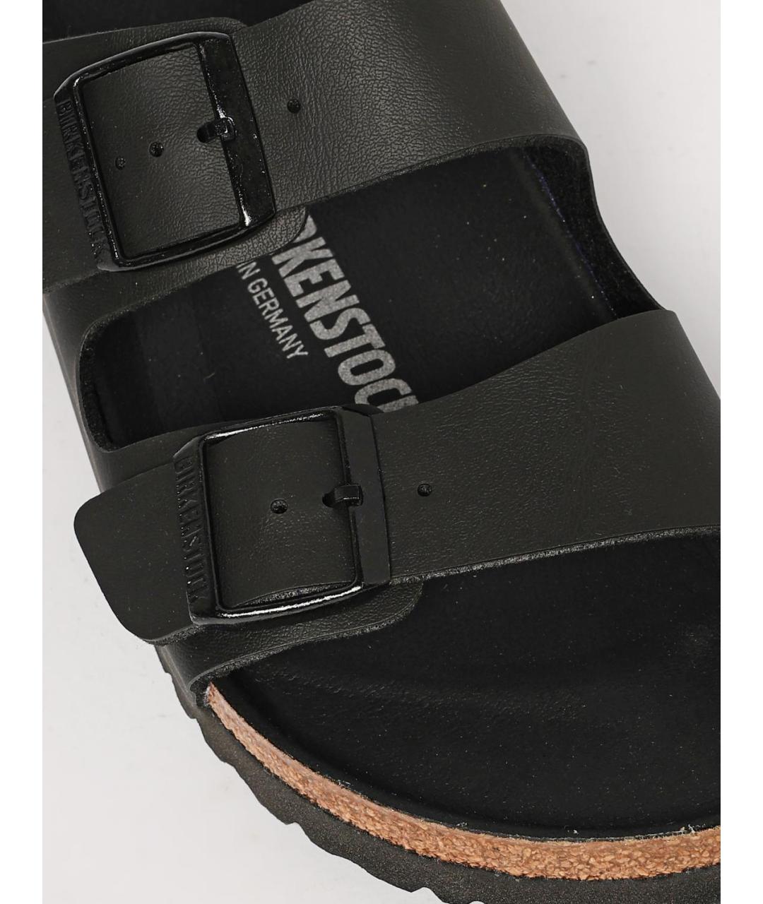 BIRKENSTOCK Черные кожаные шлепанцы, фото 4