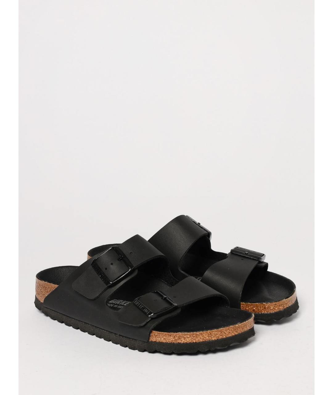 BIRKENSTOCK Черные кожаные шлепанцы, фото 2