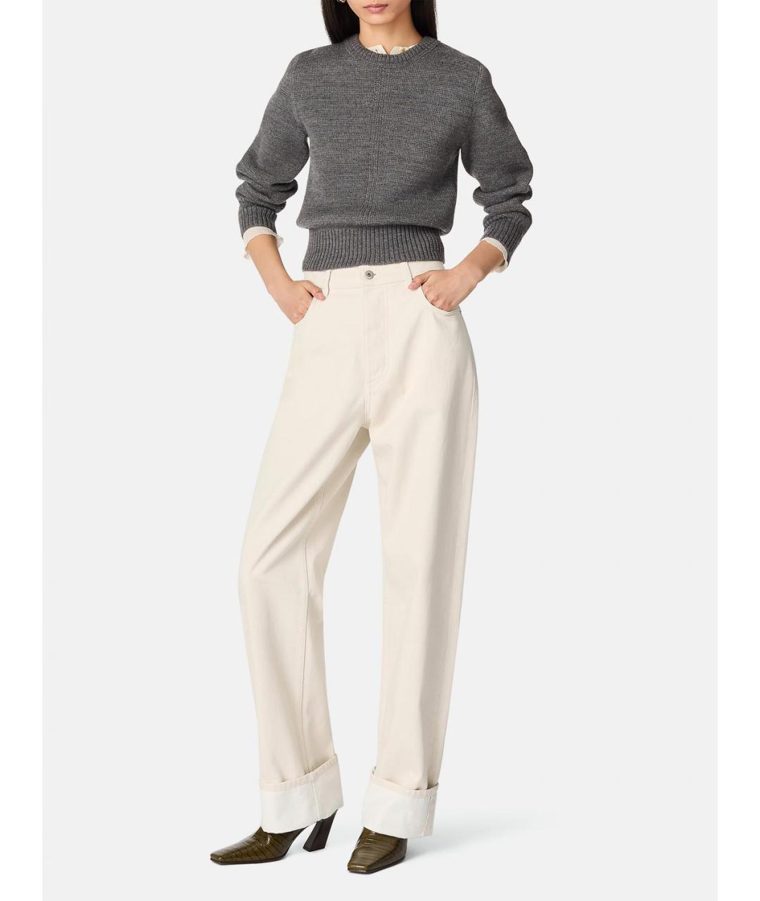 BOTTEGA VENETA Белые хлопковые прямые джинсы, фото 3