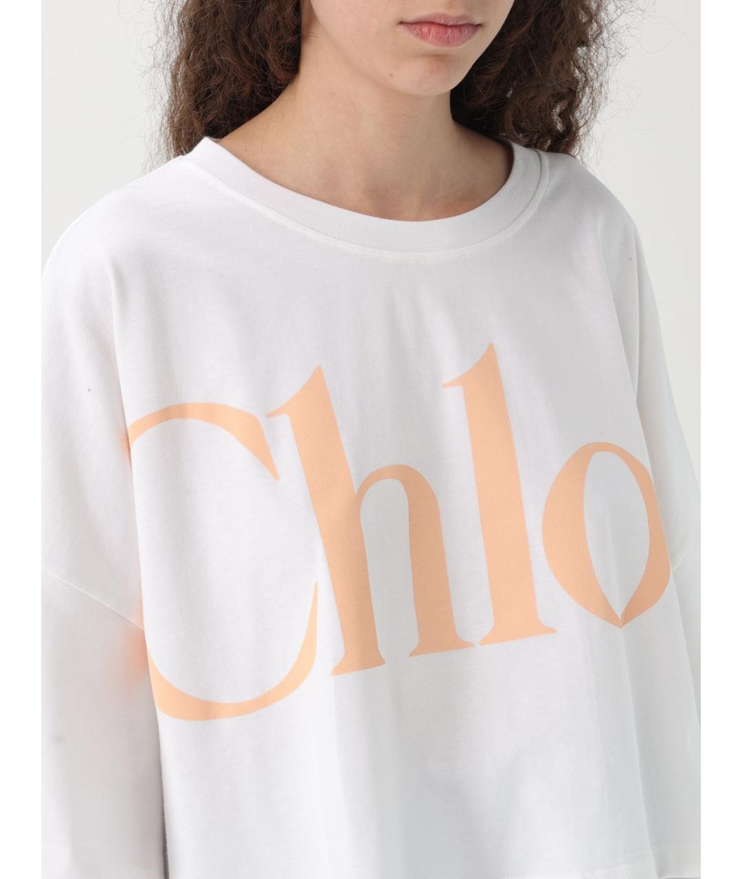 CHLOE Белая хлопковая футболка, фото 6