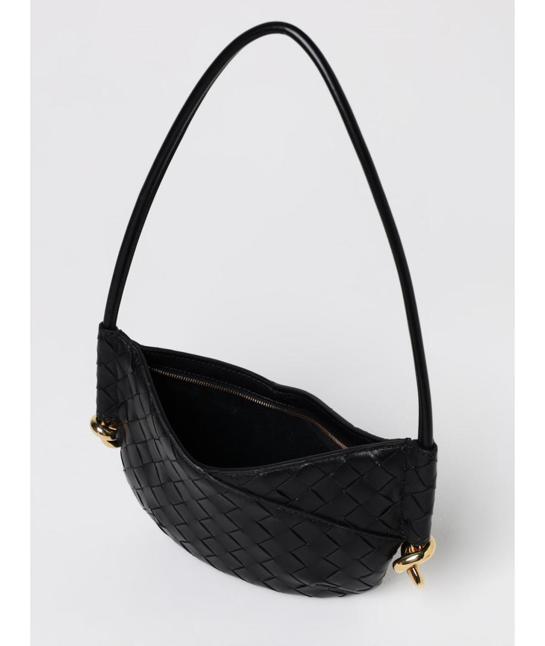 BOTTEGA VENETA Черная кожаная сумка через плечо, фото 5