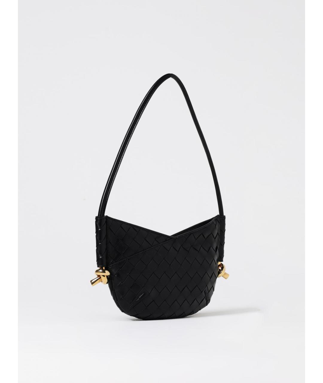BOTTEGA VENETA Черная кожаная сумка через плечо, фото 3