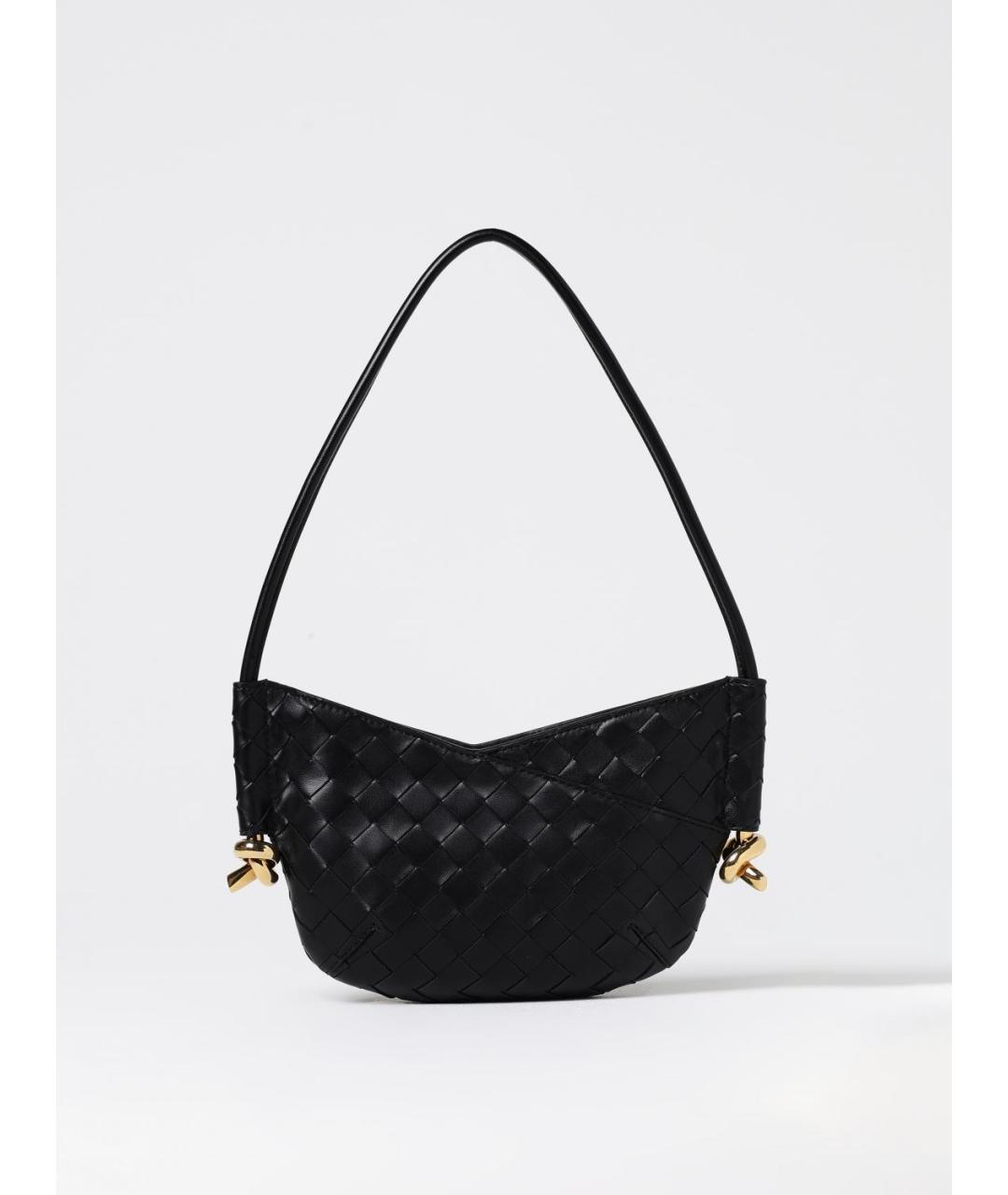 BOTTEGA VENETA Черная кожаная сумка через плечо, фото 6