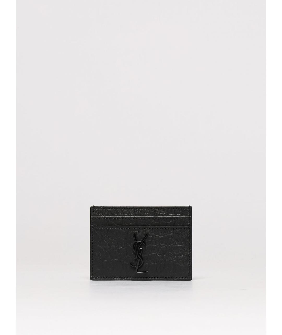 SAINT LAURENT Черный кожаный кардхолдер, фото 3