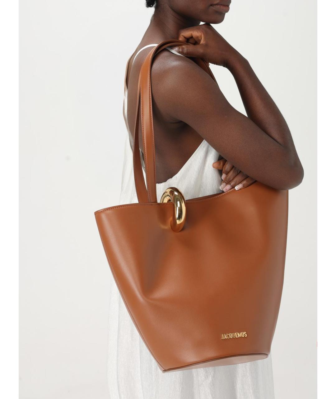 JACQUEMUS Коричневая кожаная сумка тоут, фото 2