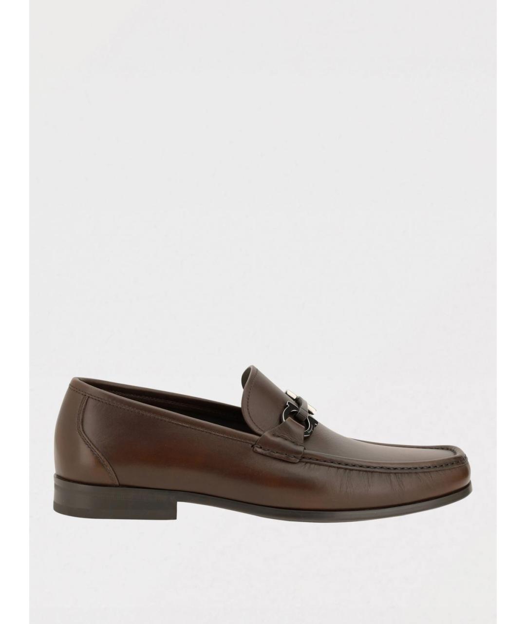 FERRAGAMO Коричневые кожаные лоферы, фото 4