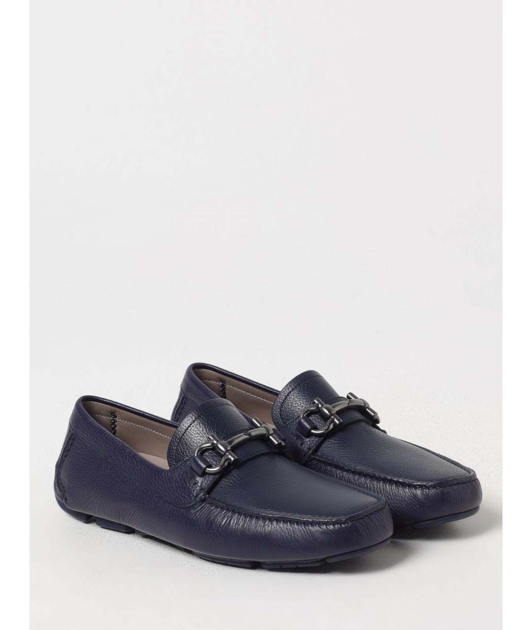 FERRAGAMO Синие кожаные лоферы, фото 2