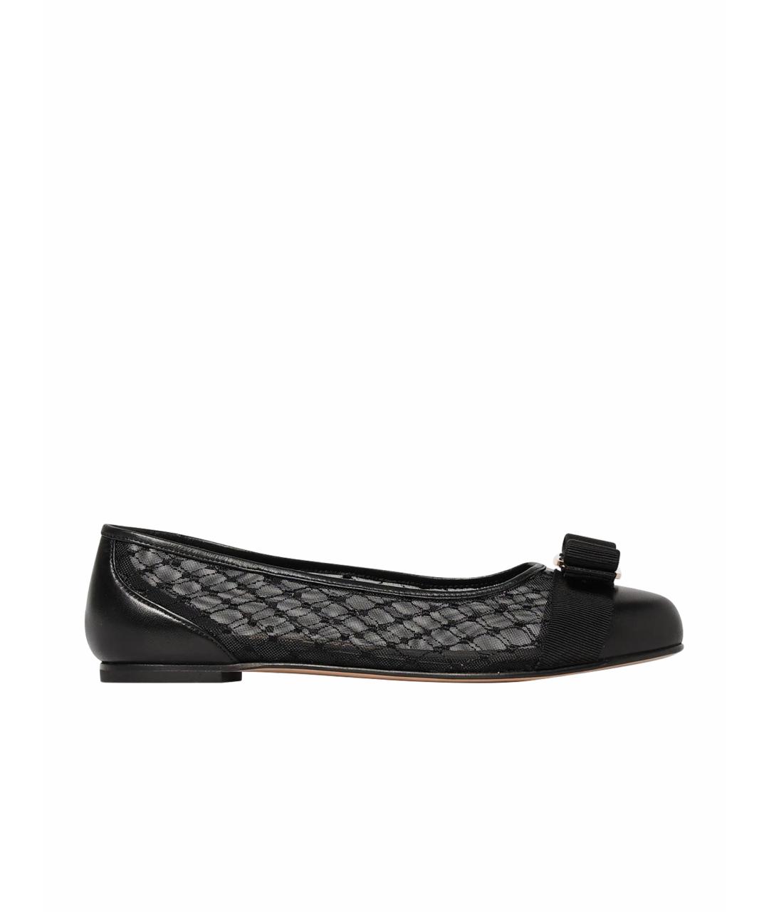 FERRAGAMO Черные синтетические балетки, фото 1