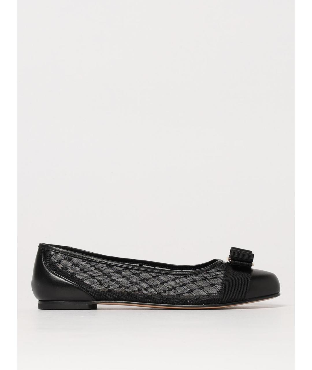 FERRAGAMO Черные синтетические балетки, фото 5