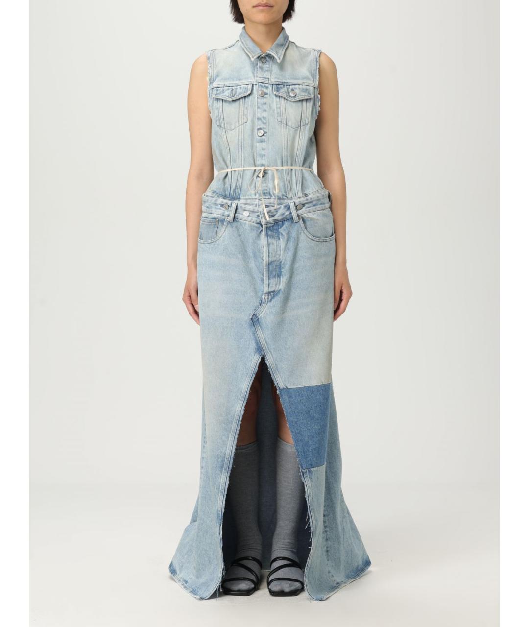 MM6 MAISON MARGIELA Голубое хлопковое платье, фото 2