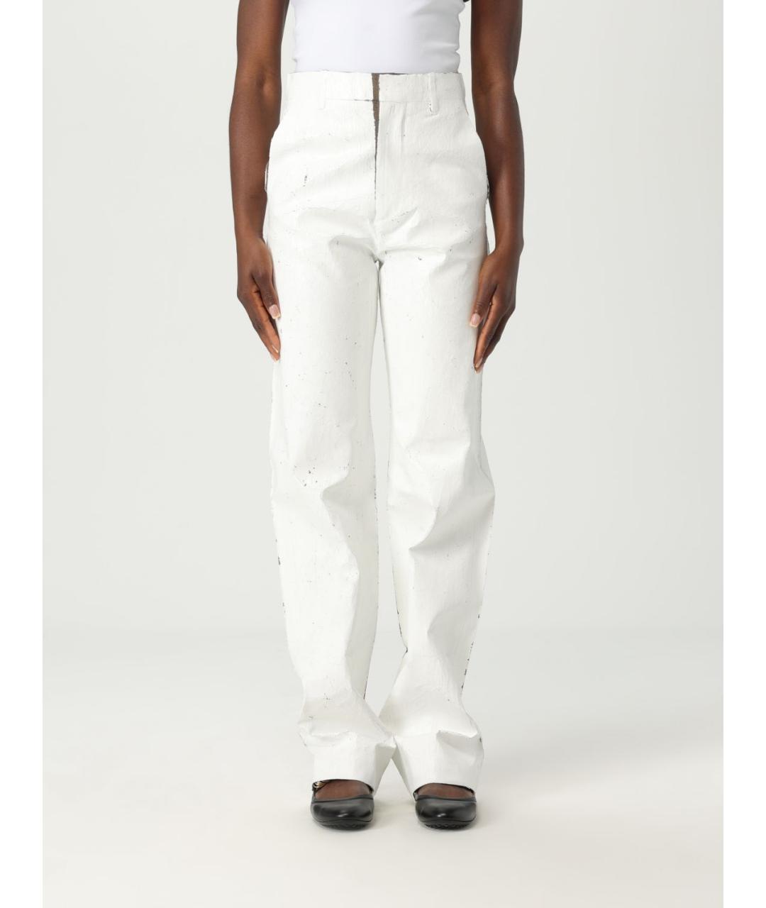 MM6 MAISON MARGIELA Белые синтетические прямые брюки, фото 2