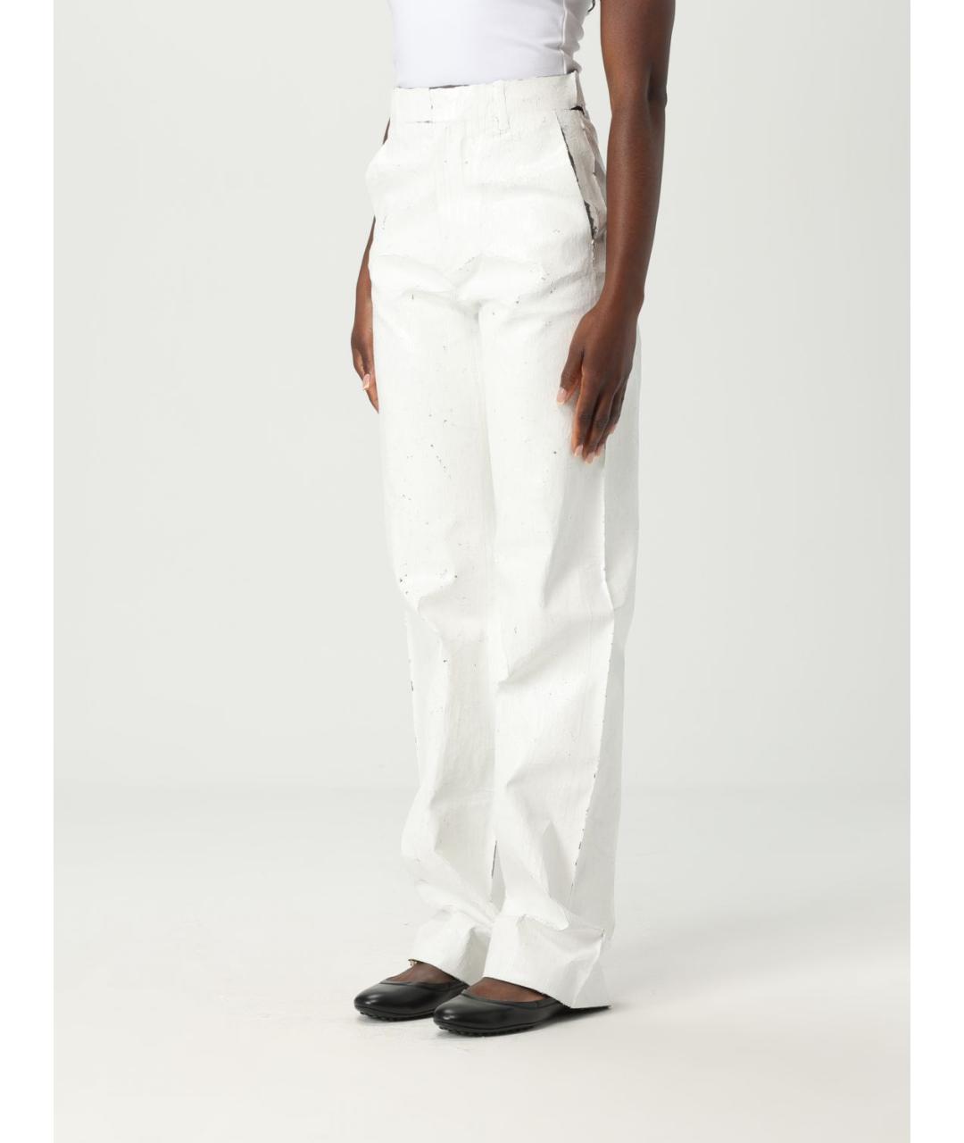 MM6 MAISON MARGIELA Белые синтетические прямые брюки, фото 5