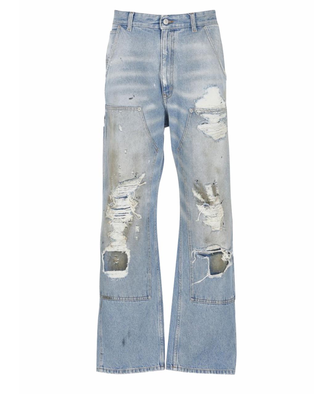 MAISON MARGIELA Голубые хлопковые прямые джинсы, фото 1
