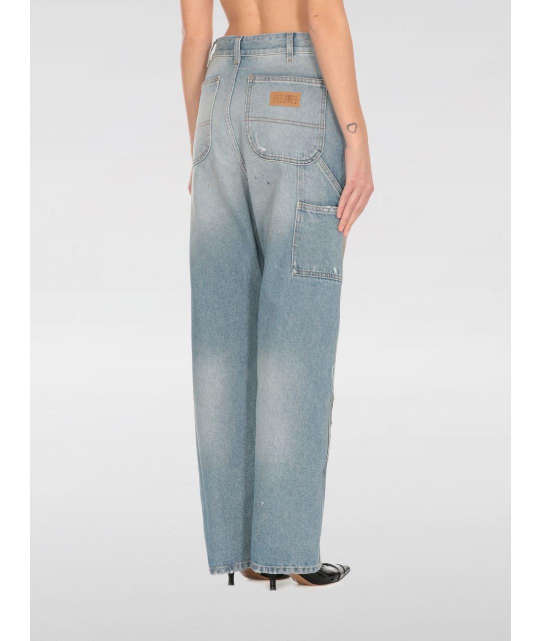 MAISON MARGIELA Голубые хлопковые прямые джинсы, фото 4
