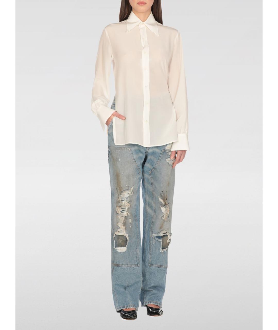 MAISON MARGIELA Голубые хлопковые прямые джинсы, фото 3