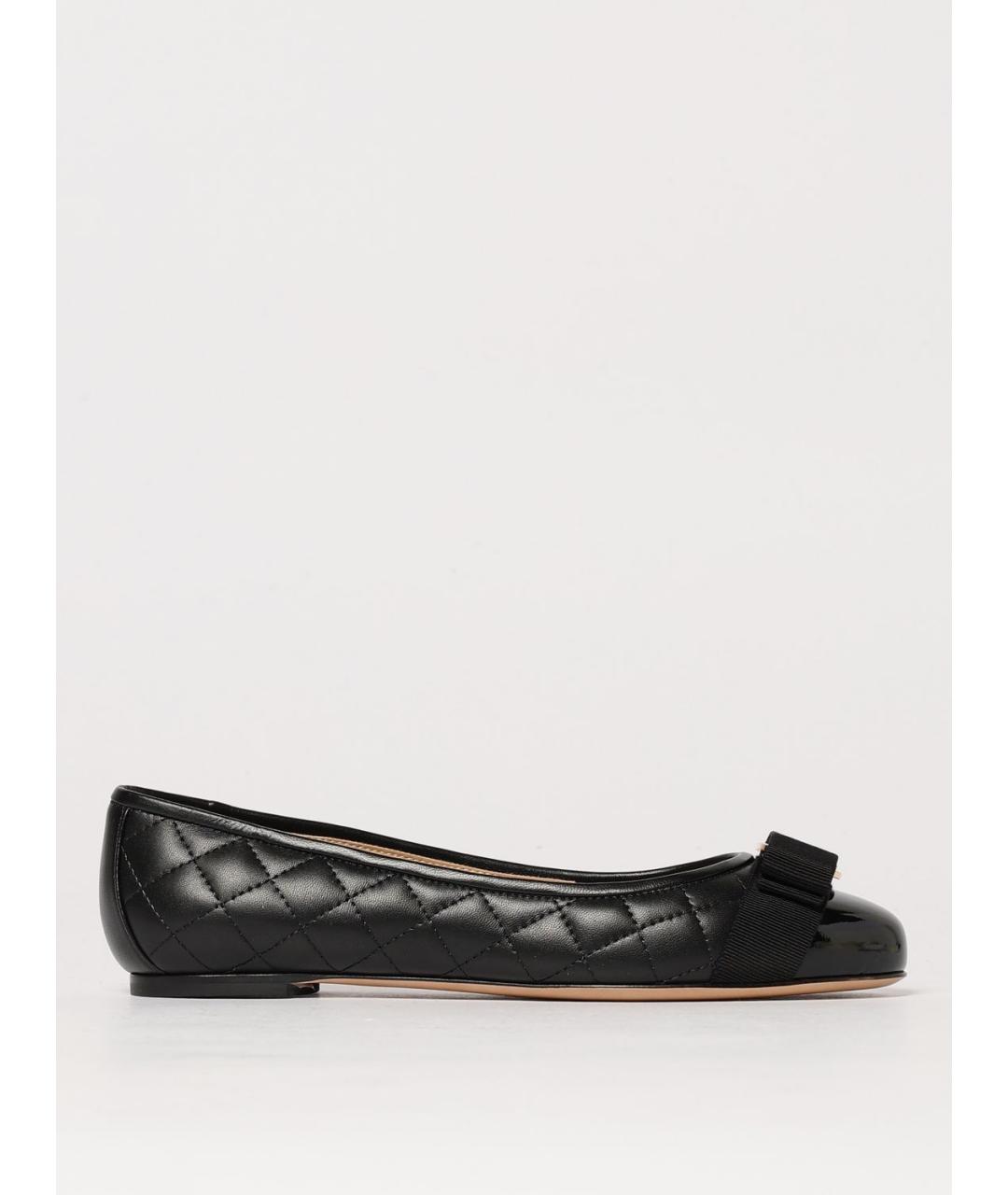 FERRAGAMO Черные кожаные балетки, фото 5