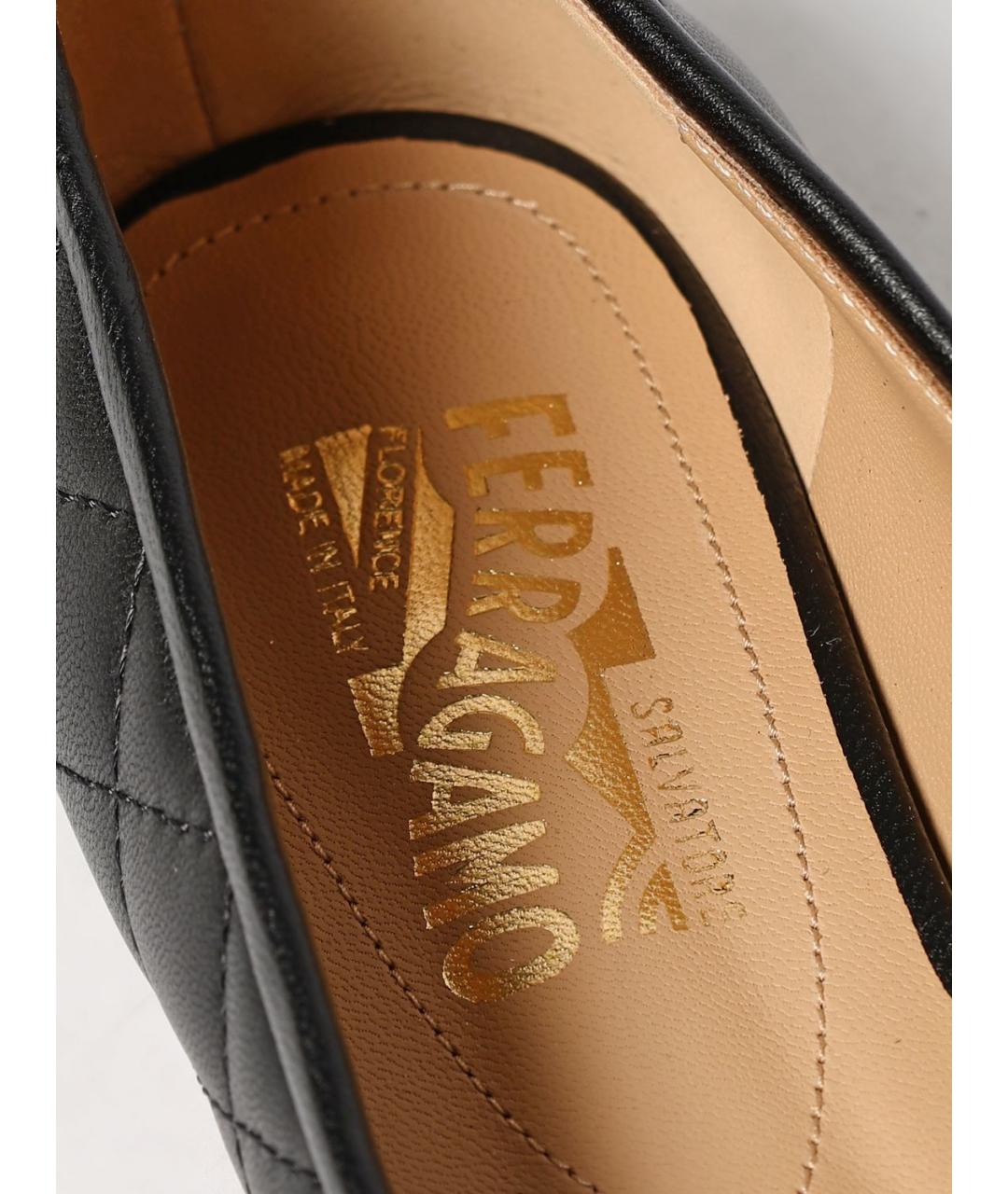 FERRAGAMO Черные кожаные балетки, фото 4
