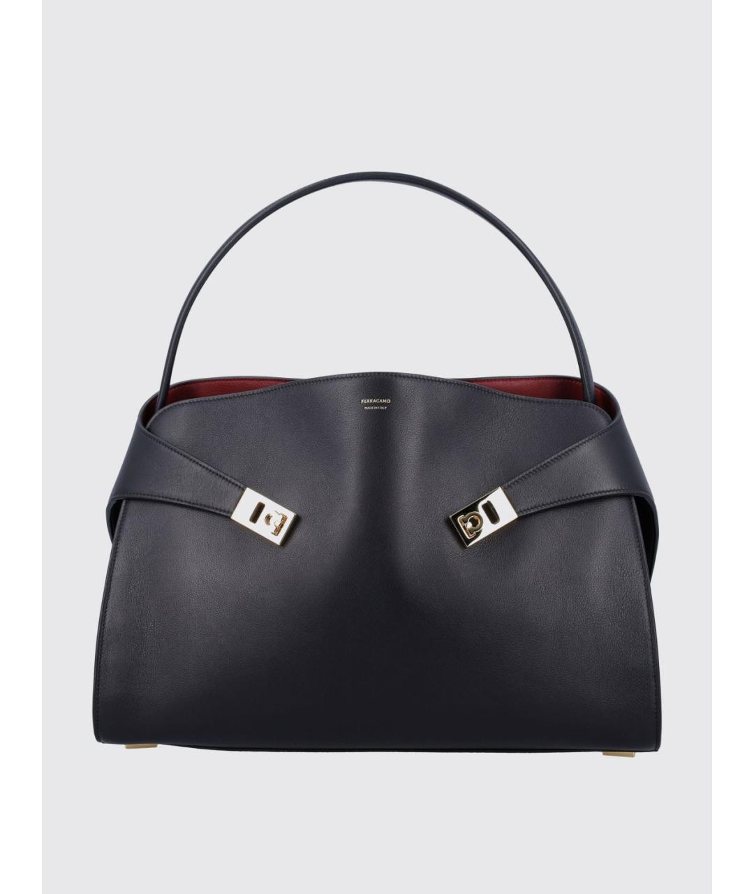 FERRAGAMO Черная кожаная сумка тоут, фото 5