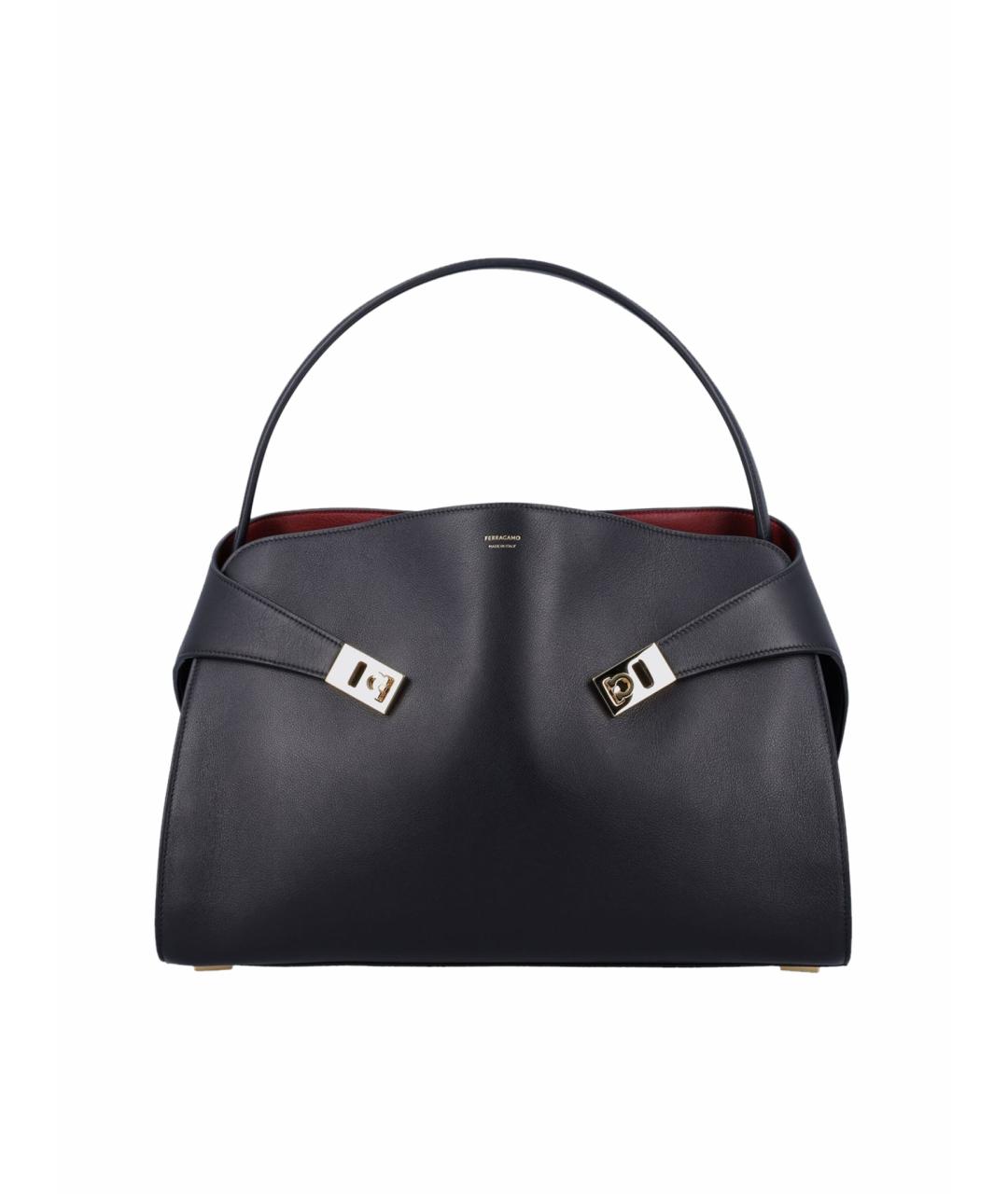 FERRAGAMO Черная кожаная сумка тоут, фото 1