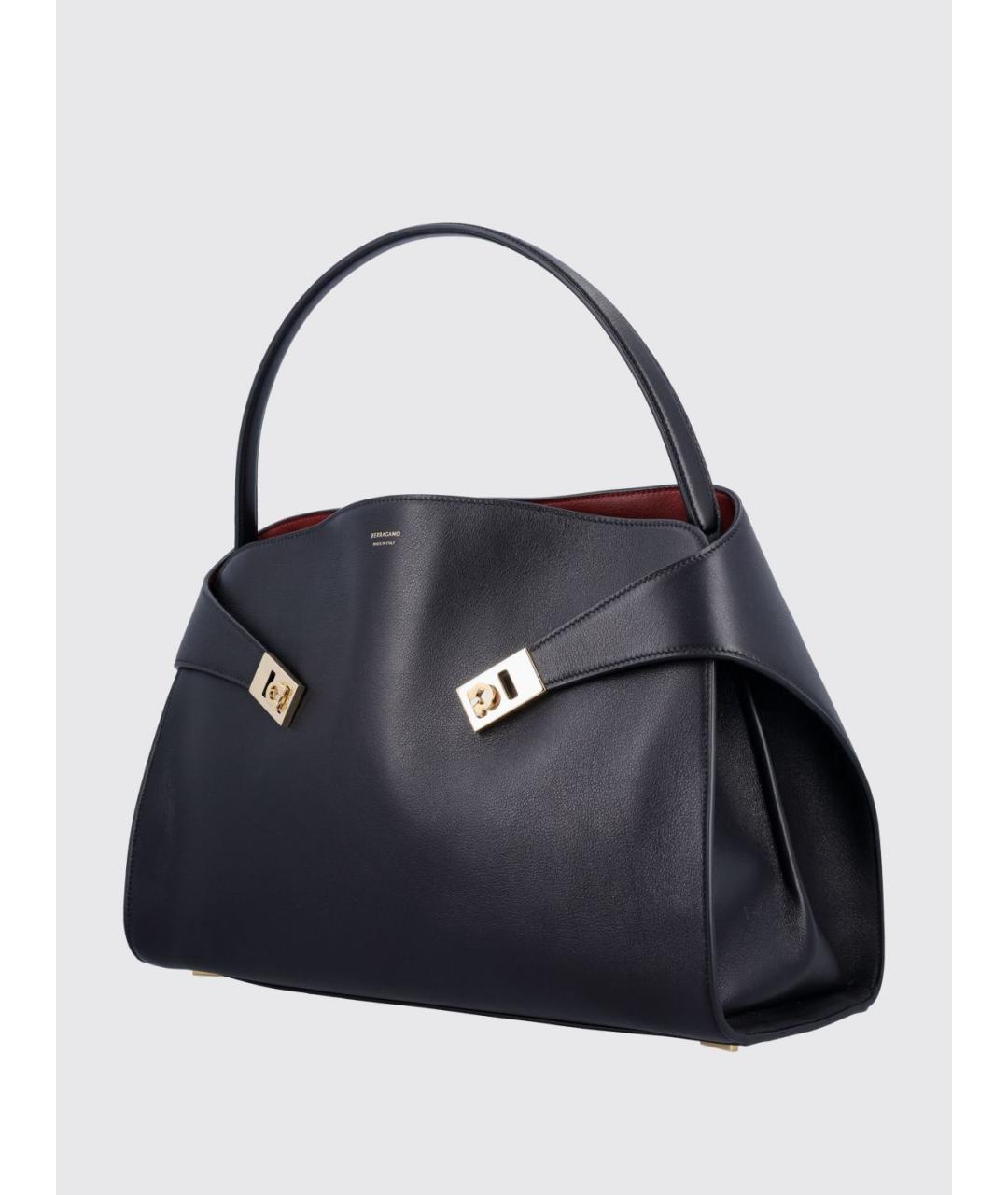 FERRAGAMO Черная кожаная сумка тоут, фото 4