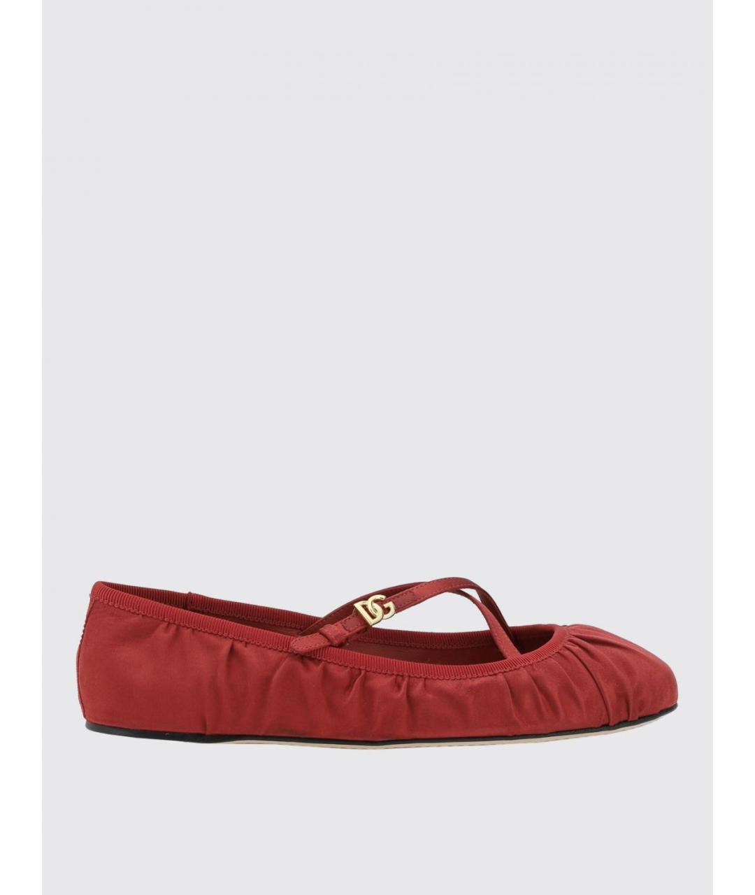 DOLCE&GABBANA Красные текстильные балетки, фото 4