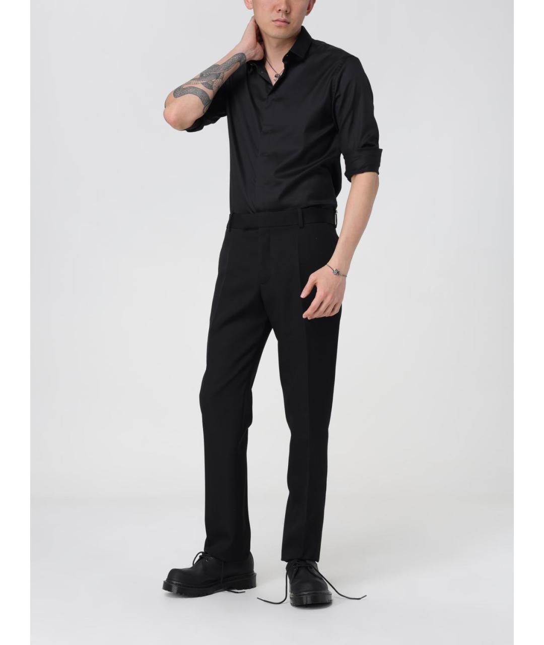 ALEXANDER MCQUEEN Черные шерстяные классические брюки, фото 3