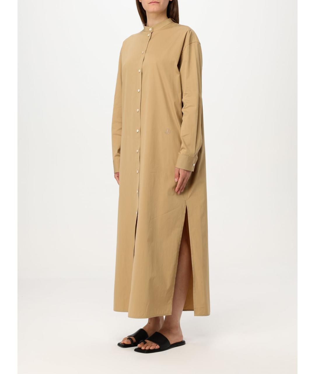 JIL SANDER Горчичное хлопковое повседневное платье, фото 4