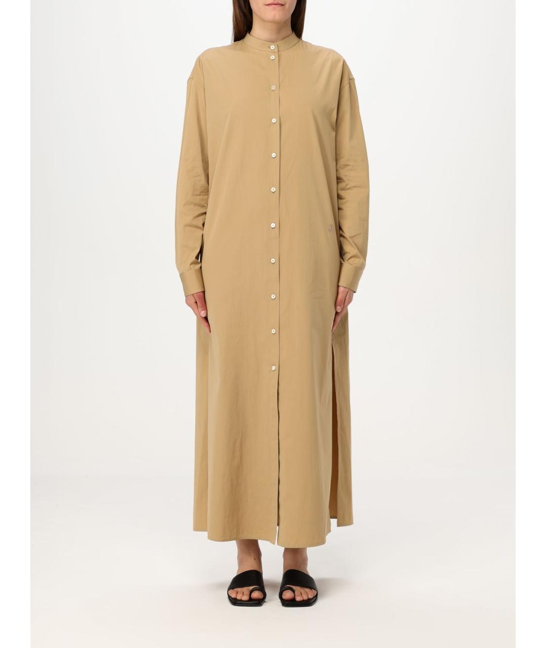 JIL SANDER Горчичное хлопковое повседневное платье, фото 2