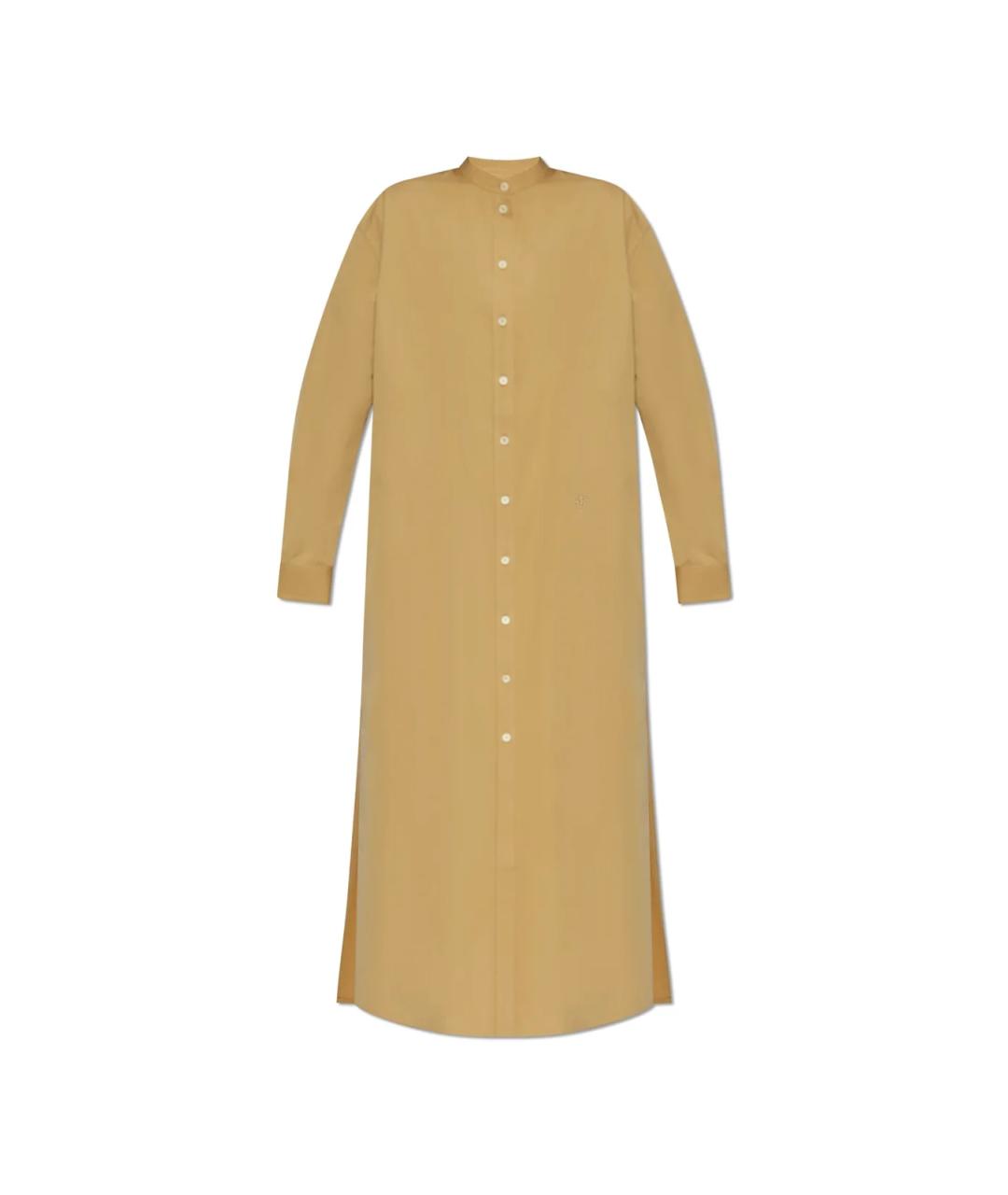 JIL SANDER Горчичное хлопковое повседневное платье, фото 1