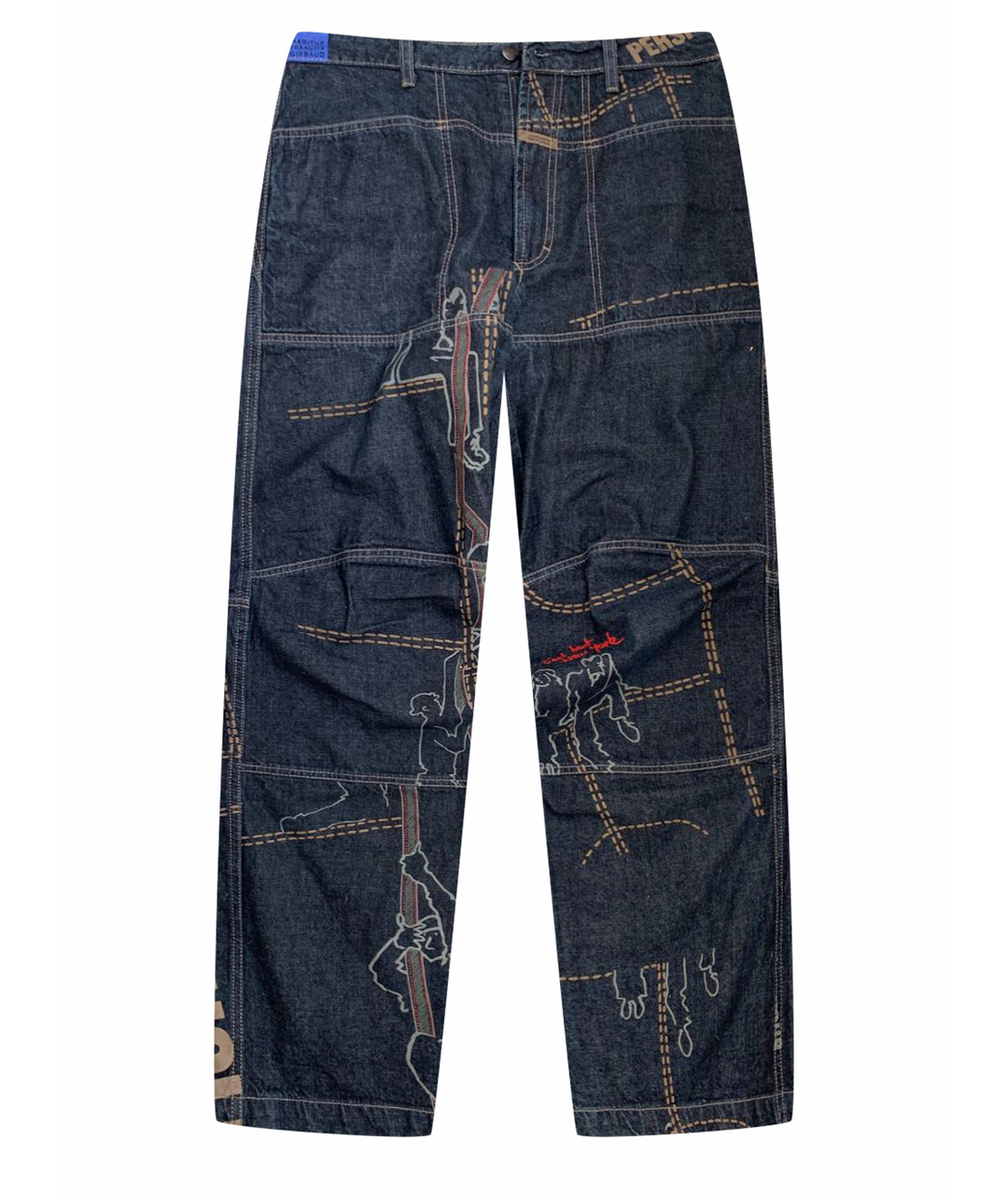 MARITHE FRANCOIS GIRBAUD Темно-синие хлопковые прямые джинсы, фото 1