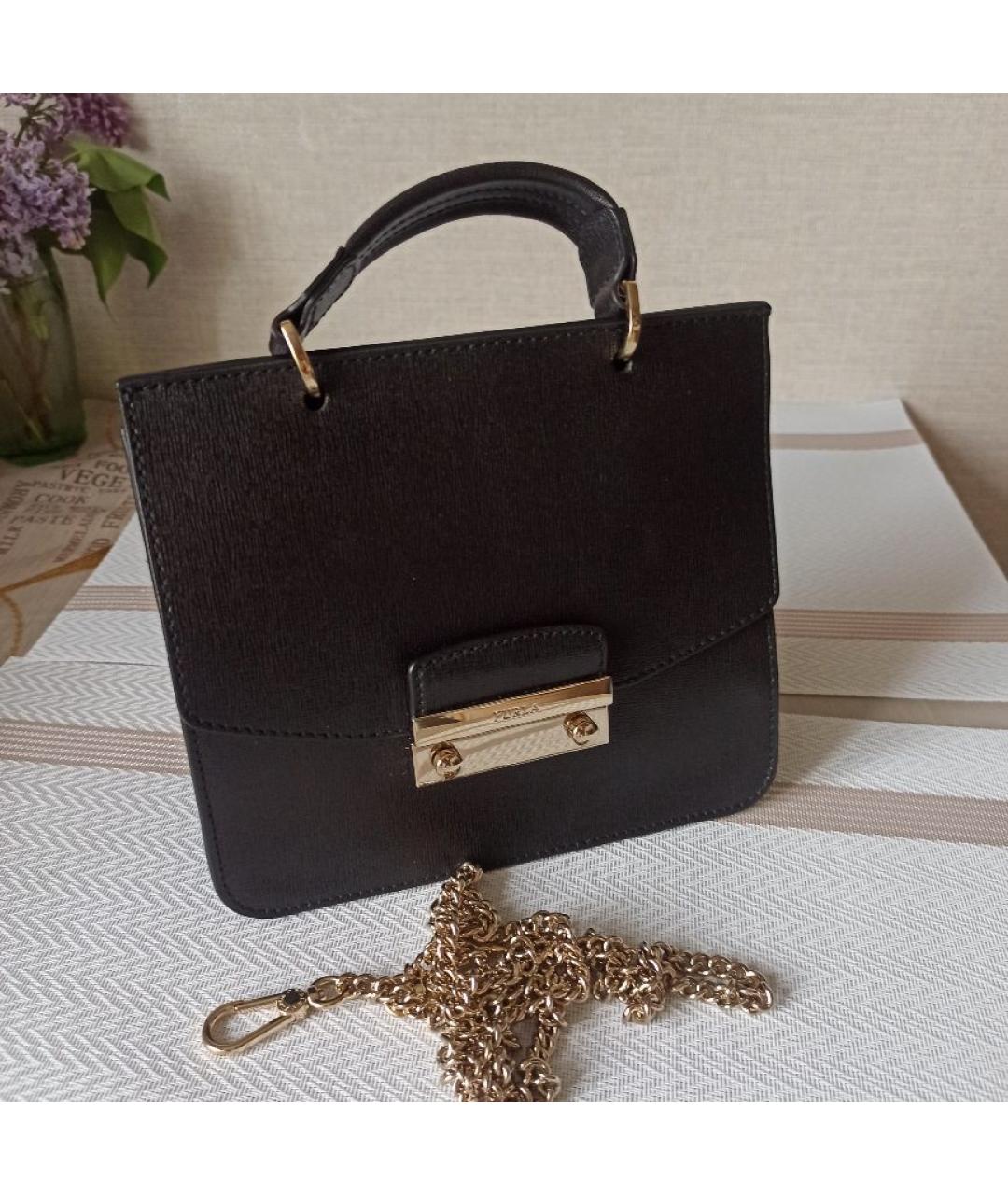 FURLA Черная кожаная сумка через плечо, фото 9