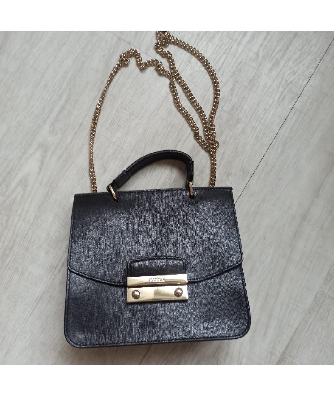 FURLA Черная кожаная сумка через плечо, фото 10
